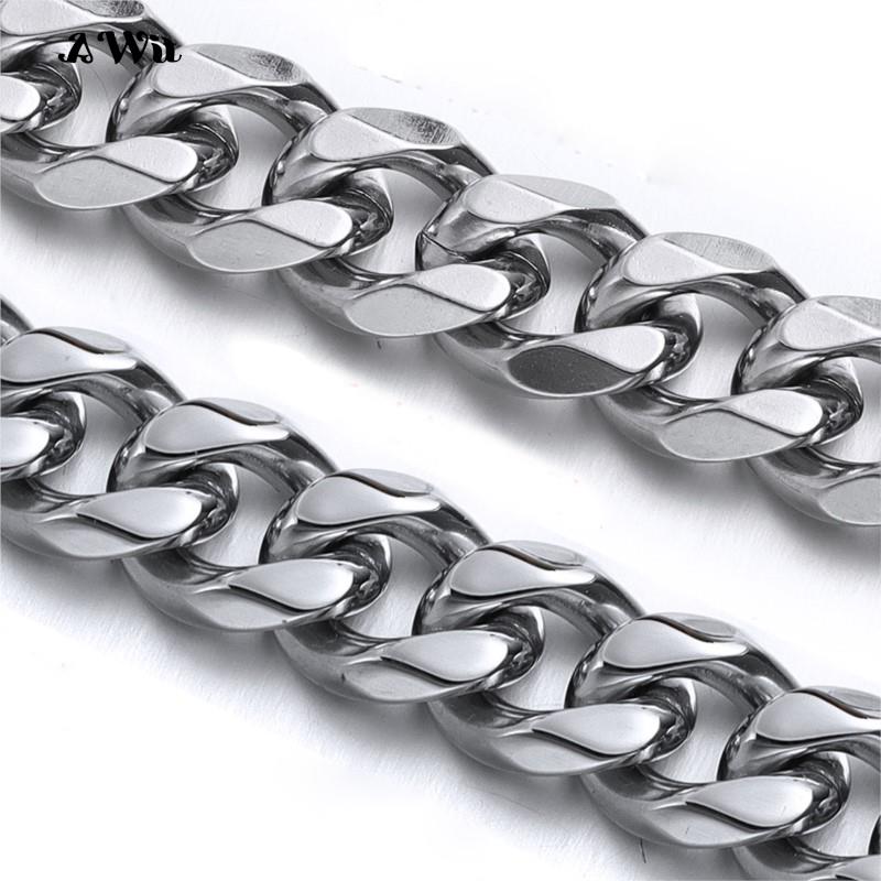 Cuban Link Chain 12Mm - Aksesori DIY perhiasan warna Hitam Perak