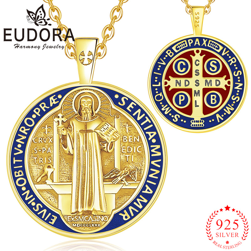 925 Sterling Silver Chain Necklace Men - Eudora 925 Perak Murni Kalung Saint