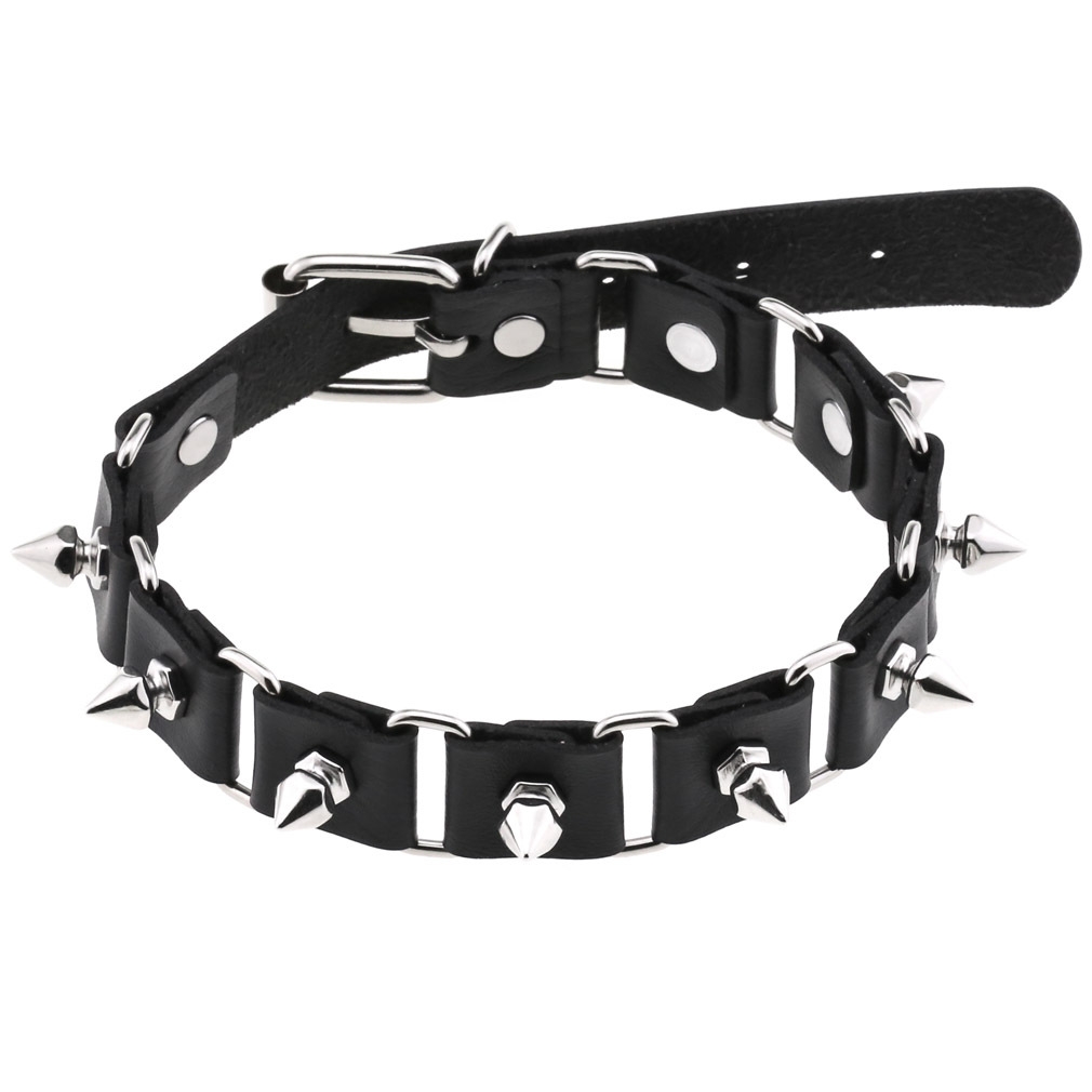 Goth Punk Spike Choker - Kalung Kerah Choker Hati Kulit Hitam