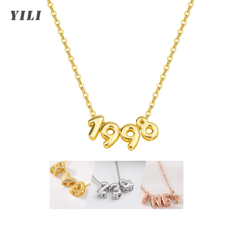 Initial Letter Necklace 18K Gold - Kalung Huruf 3D Personalisasi, Kalung Nama