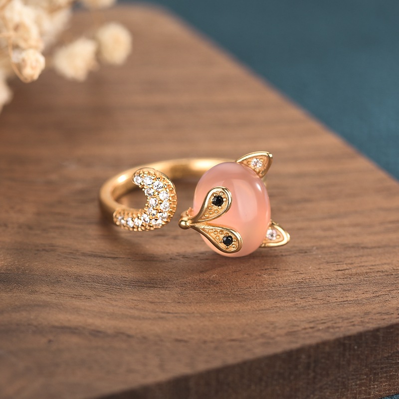 Rings - Cincin Rubah Giok Alami Merah Muda