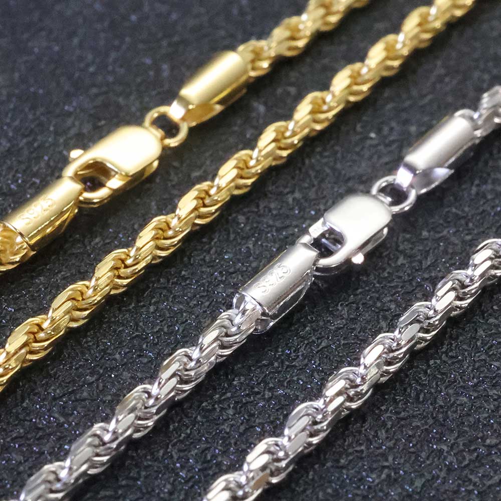 925 Sterling Silver Chain Necklace Men - ESKEEM 3MM/5Mm Pria Wanita PVD 18K