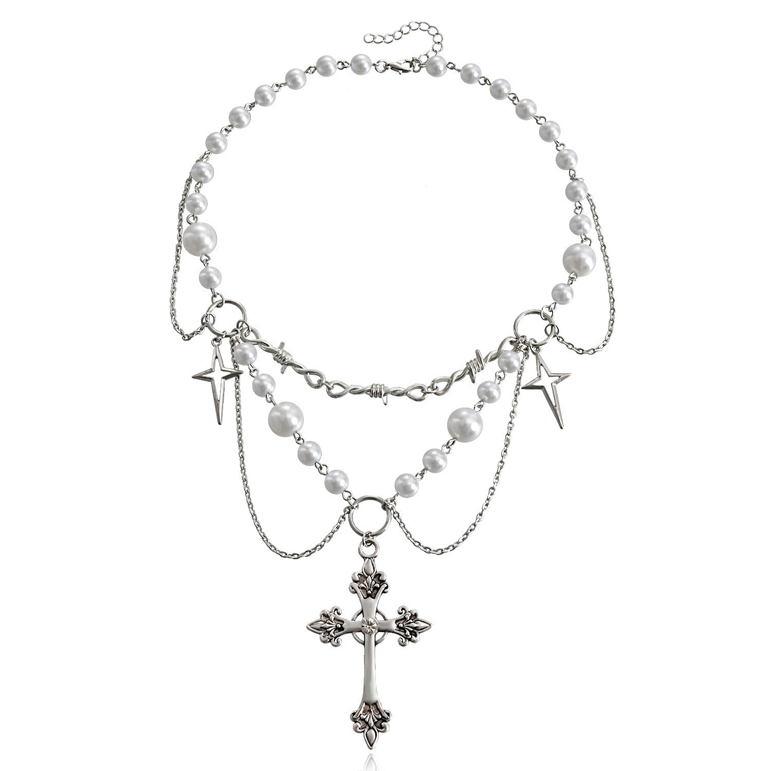 Pearl Choker Necklace Vintage - Kalung mutiara hati kupu-kupu untuk wanita,