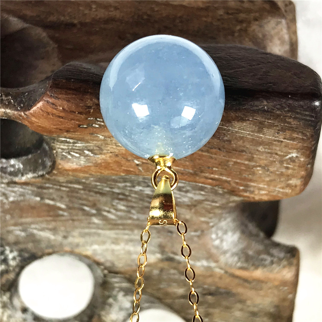 13Mm Biru Alami Aquamarine Lio - 925 Sterling Silver Chain Necklace Men ulasan dan harga