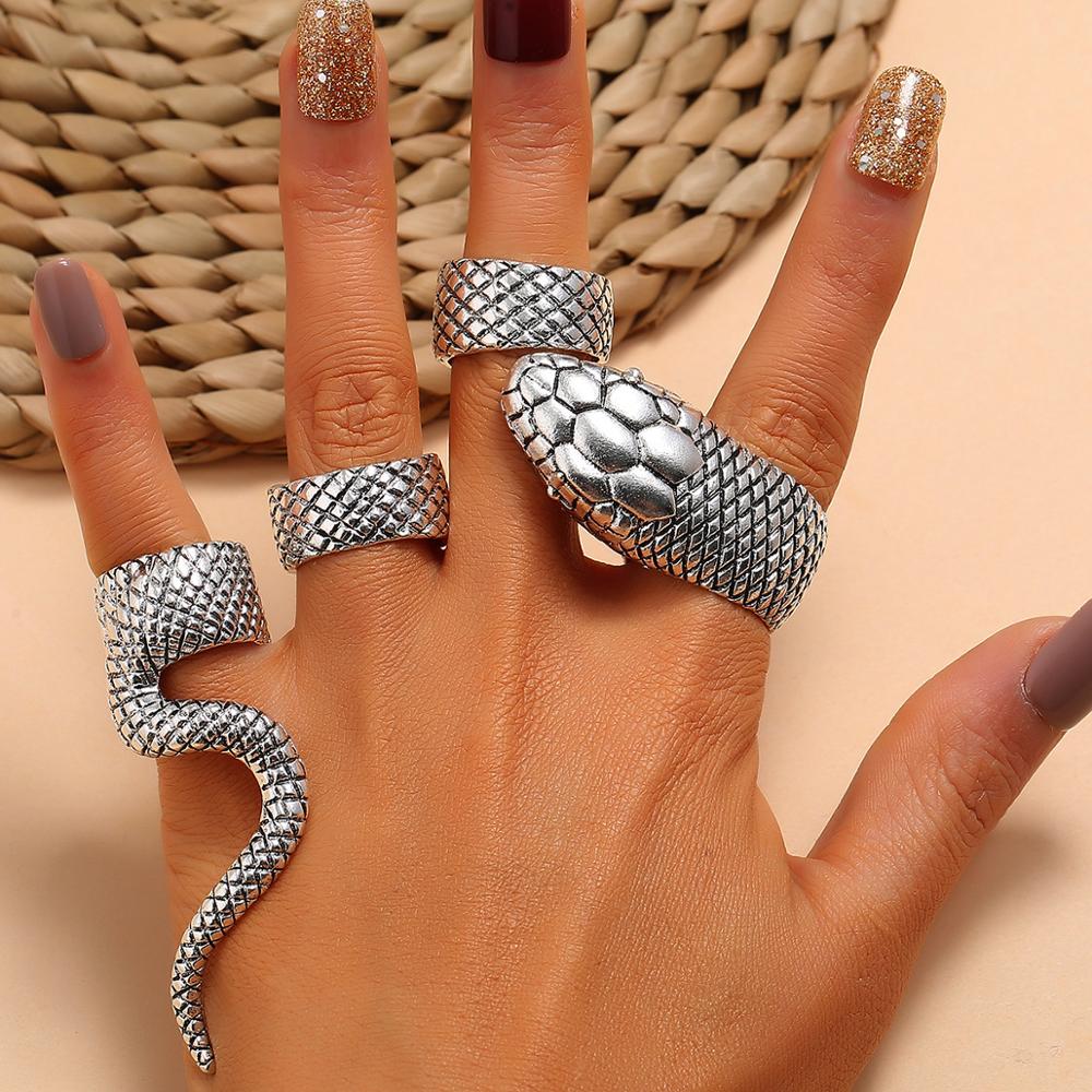 KMVEXO 4 Buah/Set Set Cincin M - Vintage Punk Knuckle Rings Set ulasan dan harga