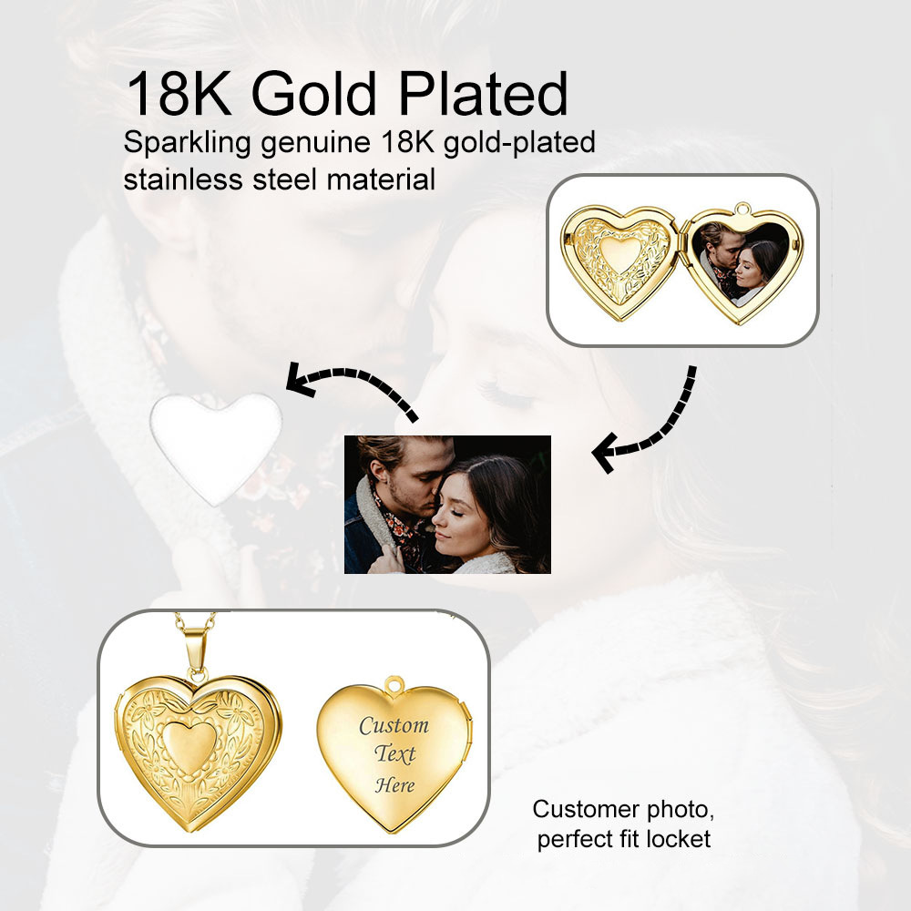 Kotak Kenangan Foto Kustom Set - Heart Locket Necklace Photo ulasan dan harga