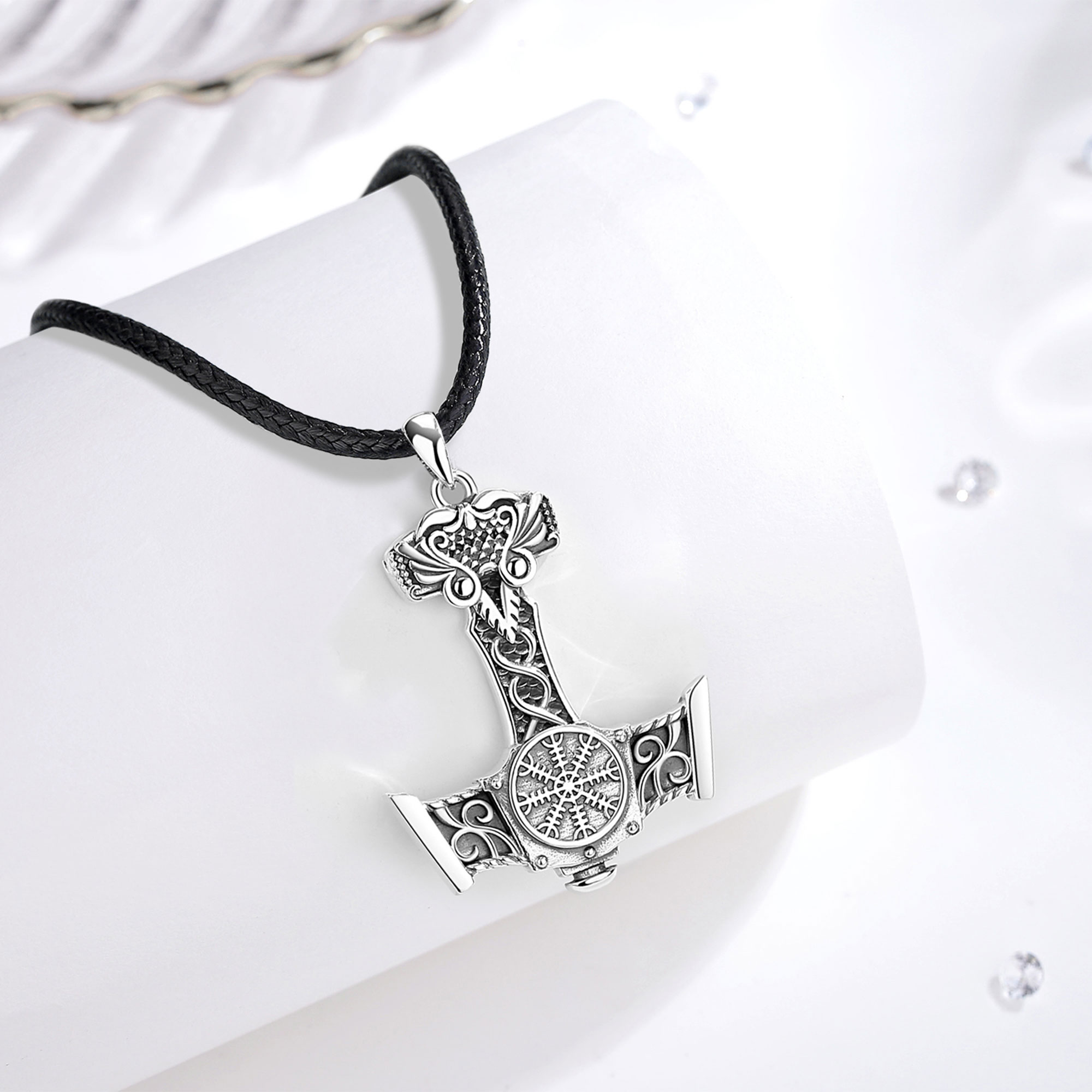 Eudora 925 perak murni Norse V - 925 Sterling Silver Chain Necklace Men ulasan dan harga