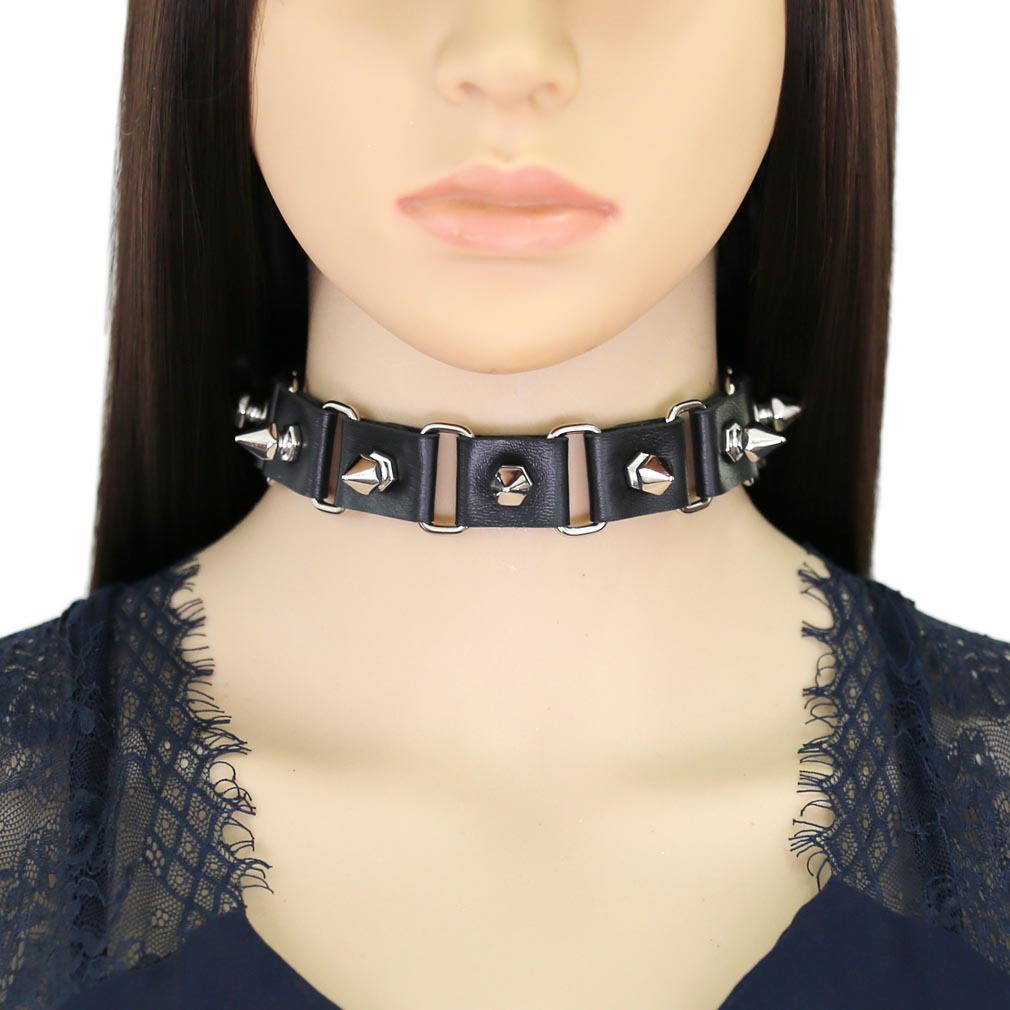 Kalung Kerah Choker Hati Kulit - Goth Punk Spike Choker ulasan dan harga