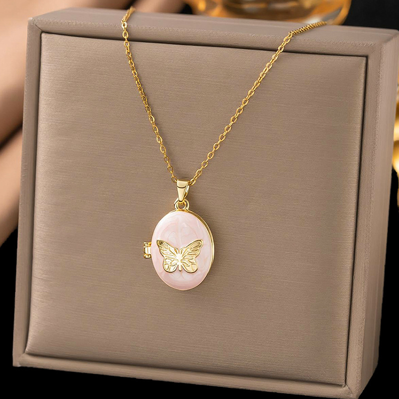 ANENJERY Kalung Liontin Geomet - Heart Locket Necklace Photo ulasan dan harga