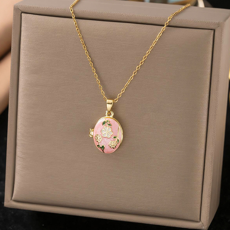 ANENJERY Kalung Liontin Geomet - Heart Locket Necklace Photo ulasan dan harga