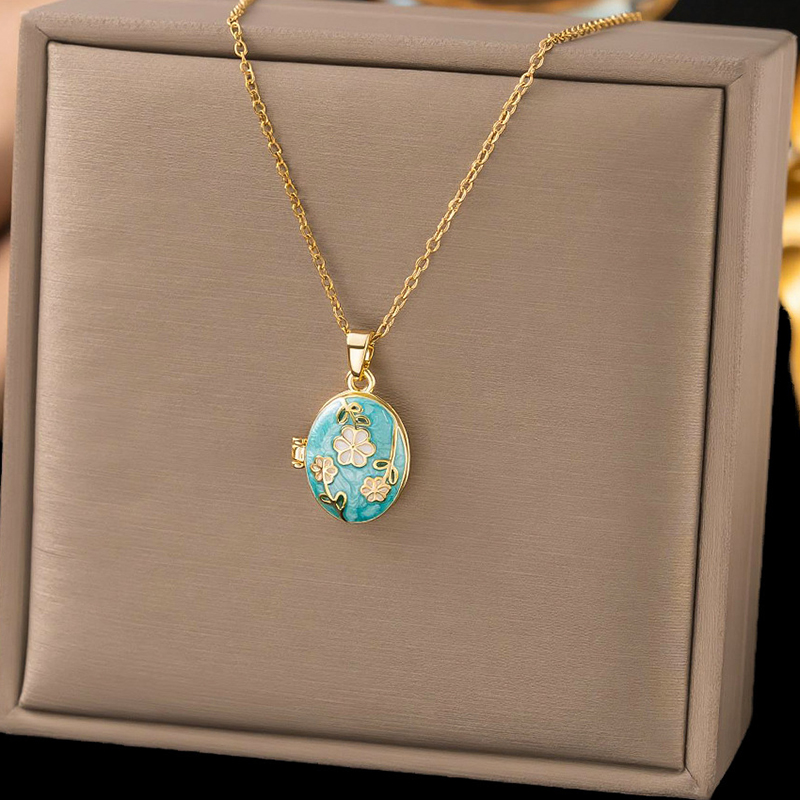 ANENJERY Kalung Liontin Geomet - Heart Locket Necklace Photo ulasan dan harga