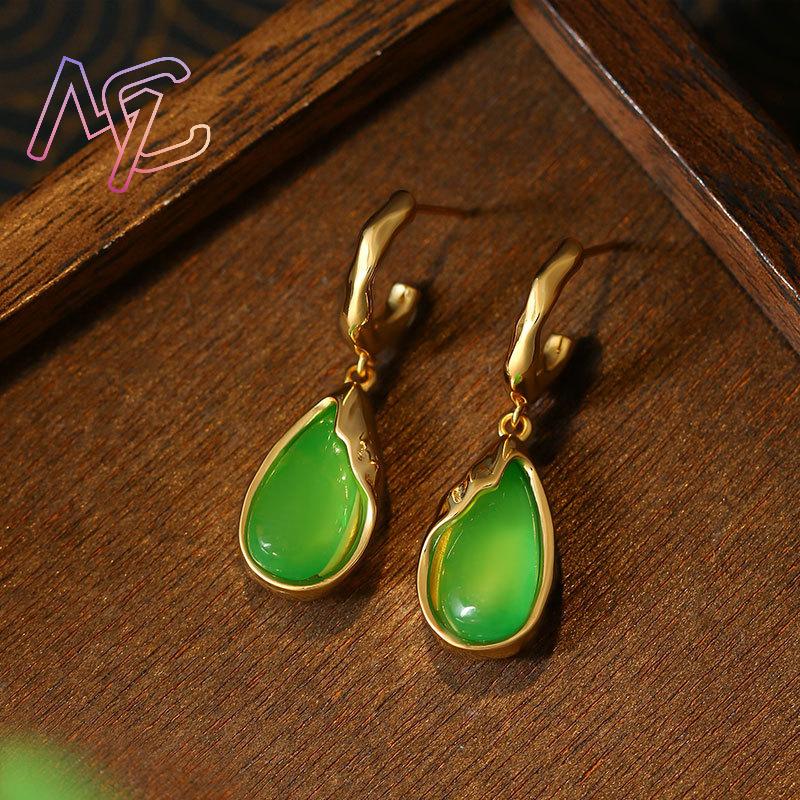 Anting Tetesan Air Batu Giok A - Earrings ulasan dan harga