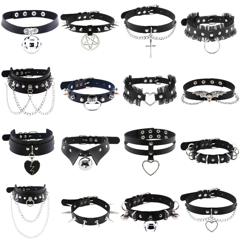 Trendi Punk Spike Rivet Kulit  - Goth Punk Spike Choker ulasan dan harga