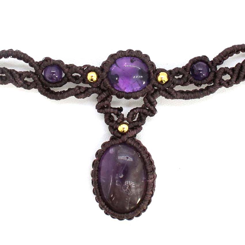 Kalung Liontin Batu Macrame Ke - Crystal Pendant Necklace Natural Stone ulasan dan harga