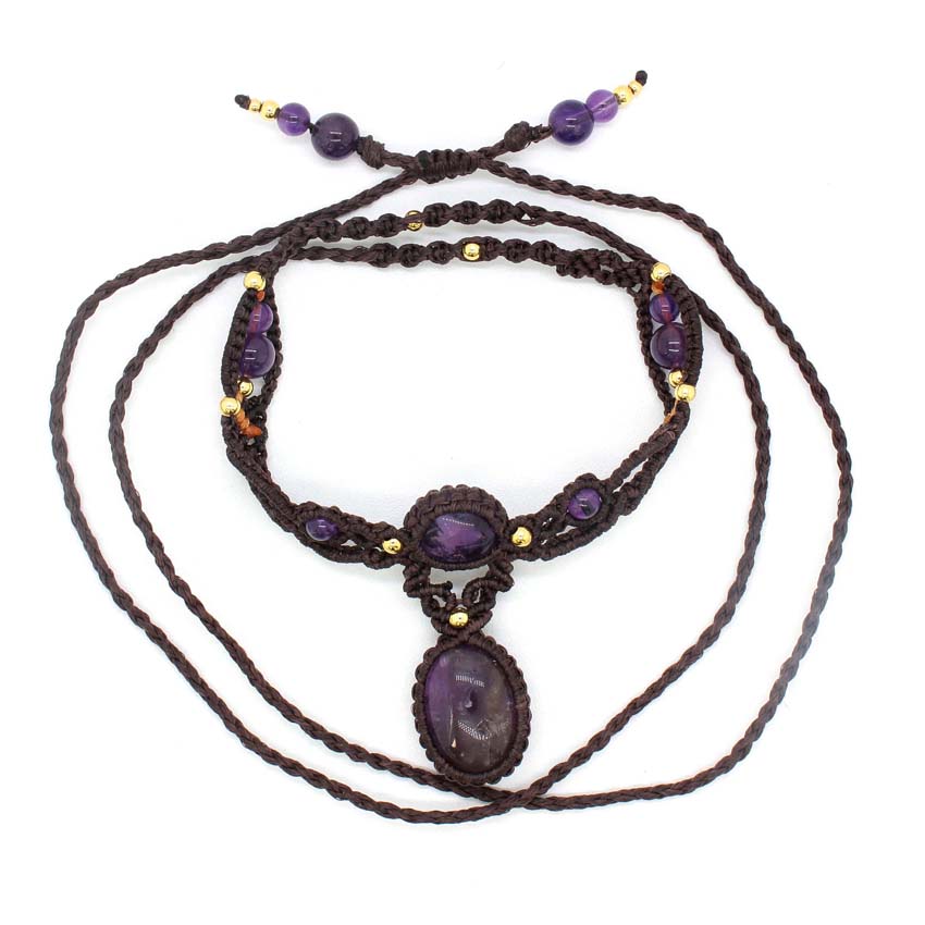 Kalung Liontin Batu Macrame Ke - Crystal Pendant Necklace Natural Stone ulasan dan harga