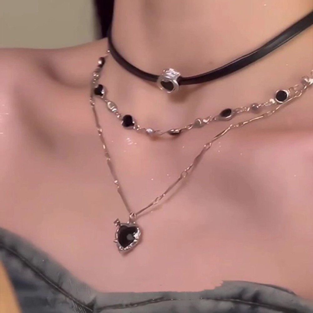 Kalung Liontin Hati Gotik Y2K  - Layered Pendant Necklace Aesthetic ulasan dan harga