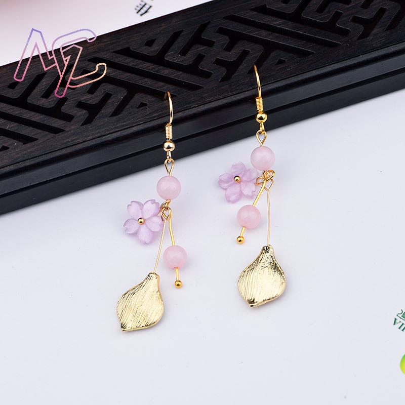 Anting Bunga Giok Alami Merah  - Earrings ulasan dan harga