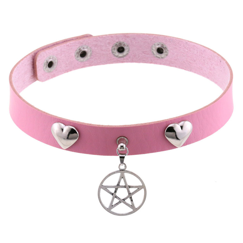 Kalung Pentagram Choker Gotik  - Goth Punk Spike Choker ulasan dan harga