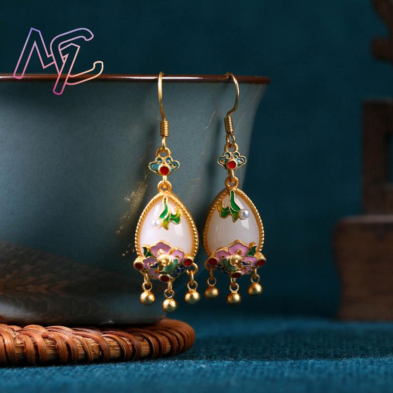Anting Bunga Giok Alami Jimat  - Earrings ulasan dan harga