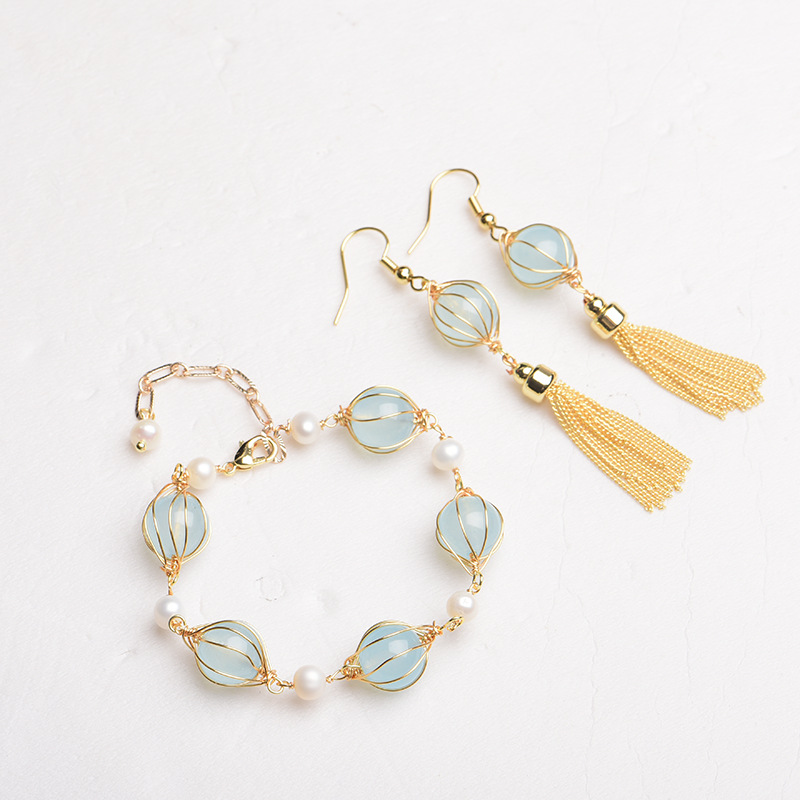 Anting Manik Giok Alami Biru A - Earrings ulasan dan harga