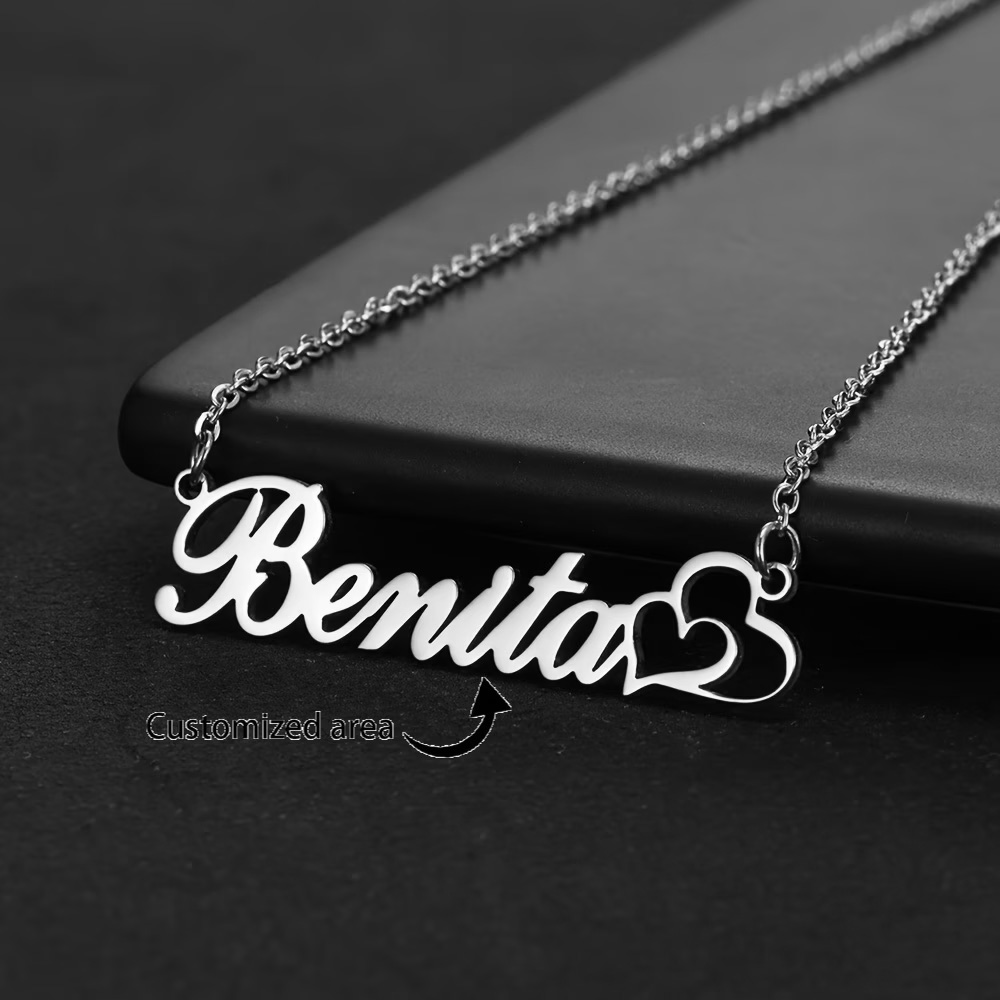 Kalung Nama Kustom Hati Ganda  - Custom Name Necklace Stainless Steel ulasan dan harga