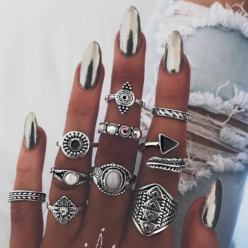 Meyfflin Set Cincin Buku Jari  - Vintage Punk Knuckle Rings Set ulasan dan harga