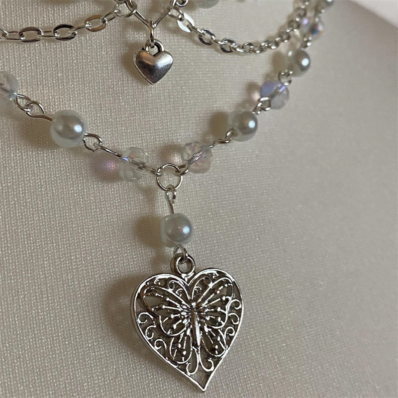 Kalung mutiara hati kupu-kupu  - Pearl Choker Necklace Vintage ulasan dan harga