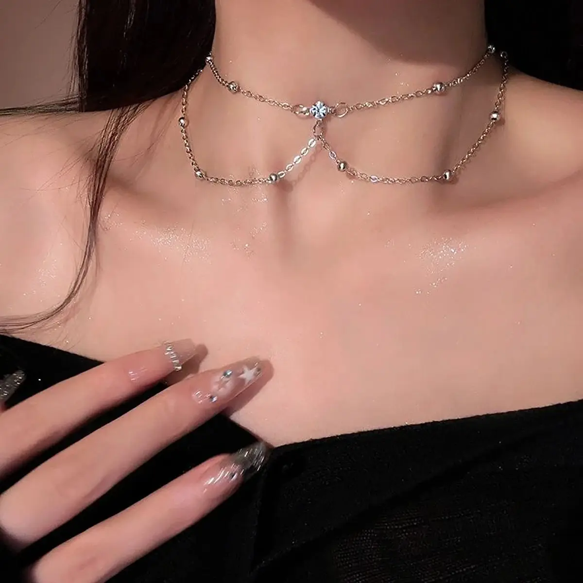 Estetika Multi-layer berkilau  - Layered Pendant Necklace Aesthetic ulasan dan harga