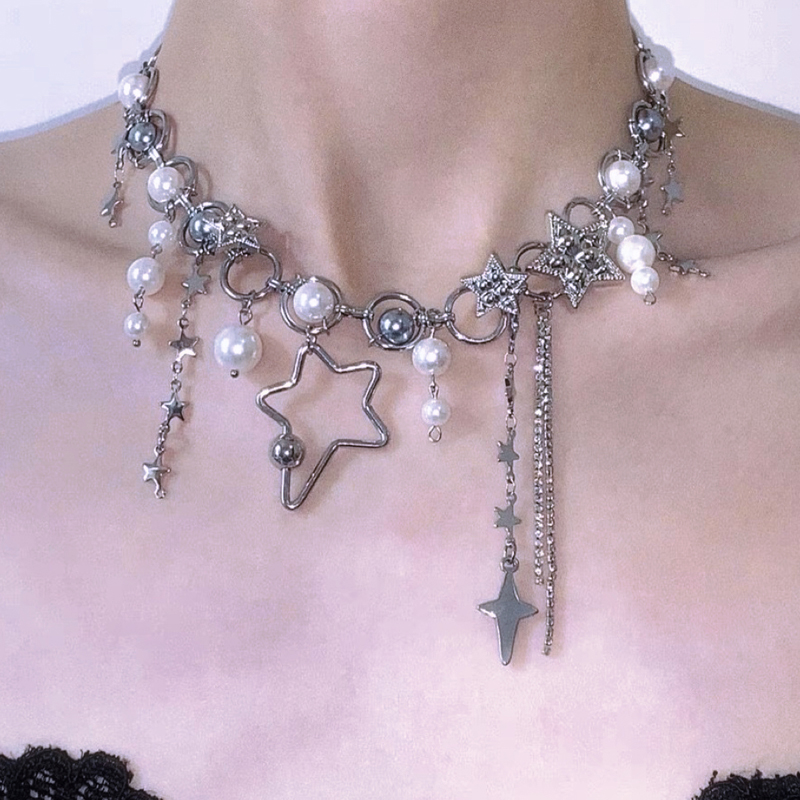 Y2K kalung rantai wanita, akse - Pearl Choker Necklace Vintage ulasan dan harga