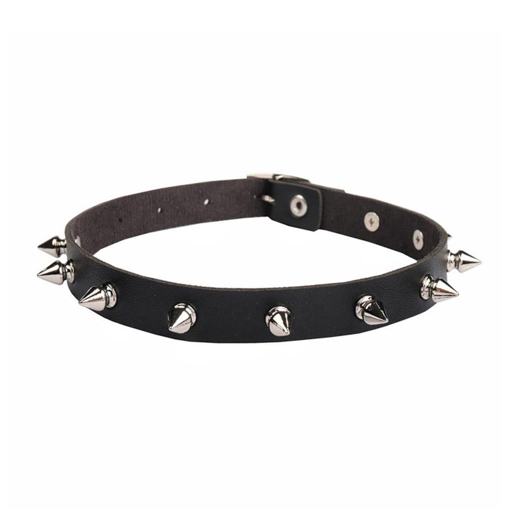 Kalung Choker Kulit PU Hitam U - Goth Punk Spike Choker ulasan dan harga
