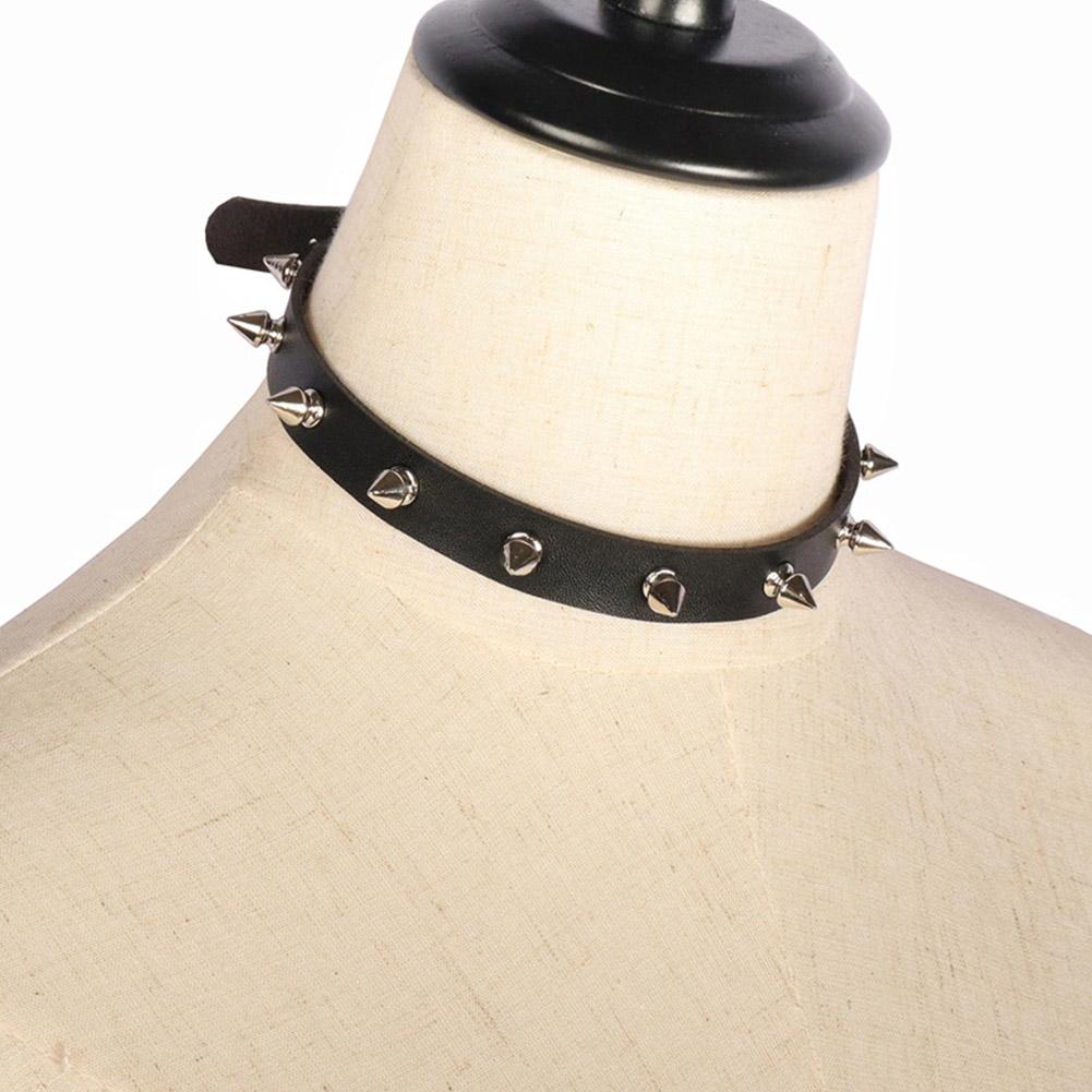 Kalung Choker Kulit PU Hitam U - Goth Punk Spike Choker ulasan dan harga