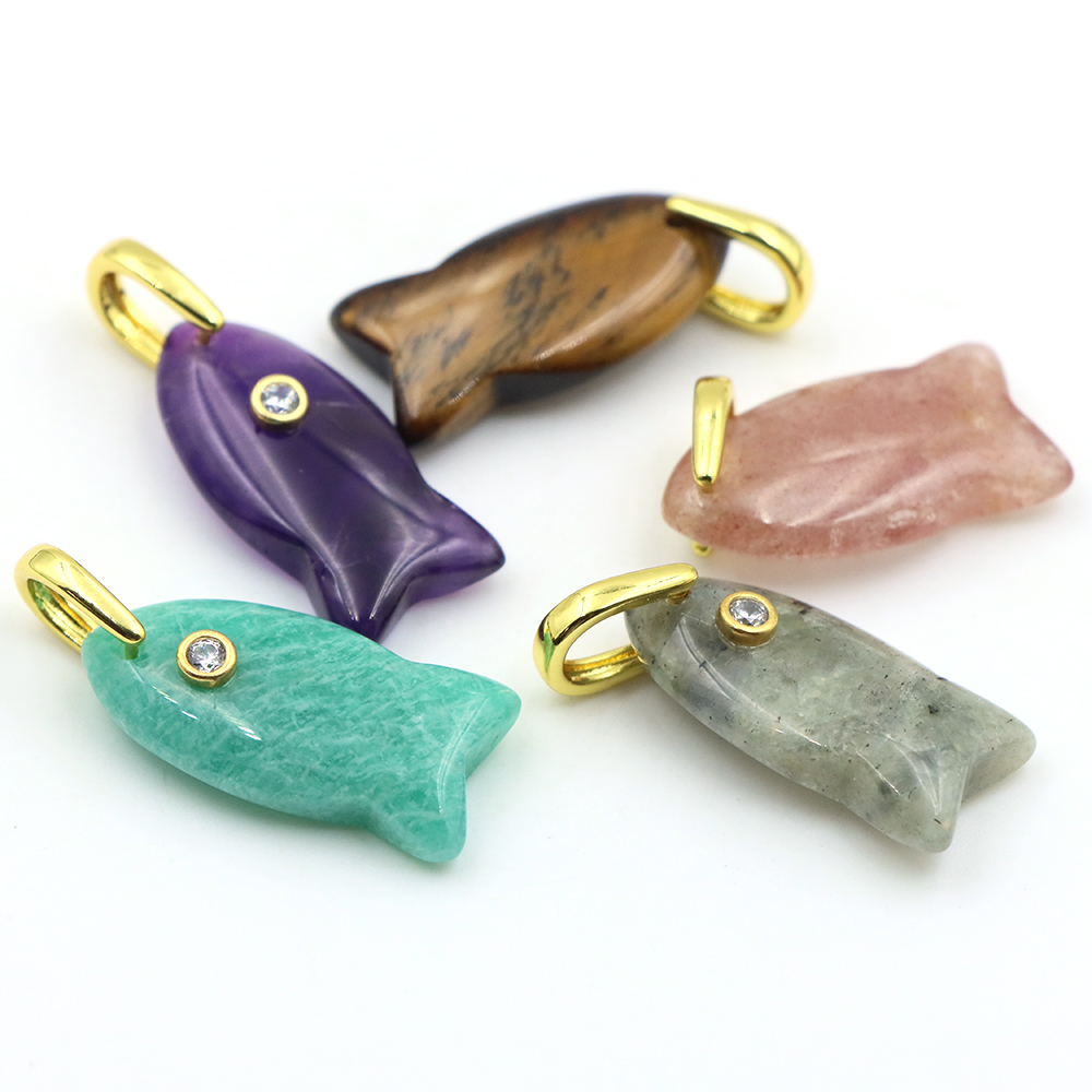 Liontin Batu Alam Bentuk Ikan  - Crystal Pendant Necklace Natural Stone ulasan dan harga
