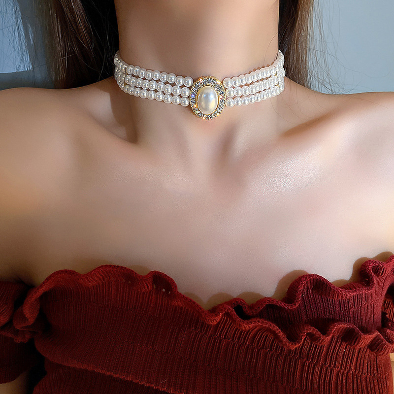 Kalung Vintage tiga lapis wani - Pearl Choker Necklace Vintage ulasan dan harga