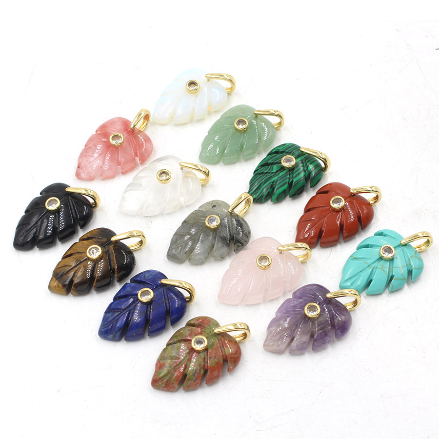 Liontin Daun Kristal Penyembuh - Crystal Pendant Necklace Natural Stone ulasan dan harga