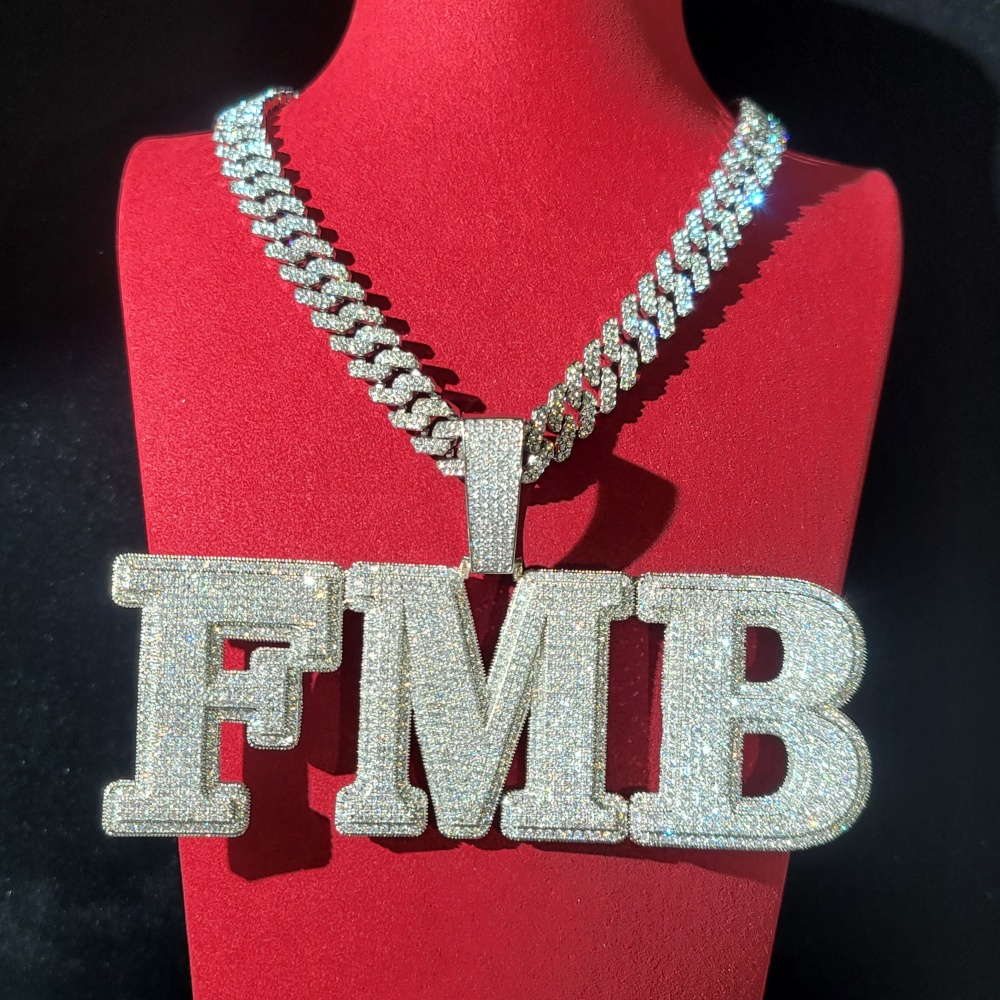 Liontin Huruf & Angka Zirkon K - Cuban Link Chain 12Mm ulasan dan harga